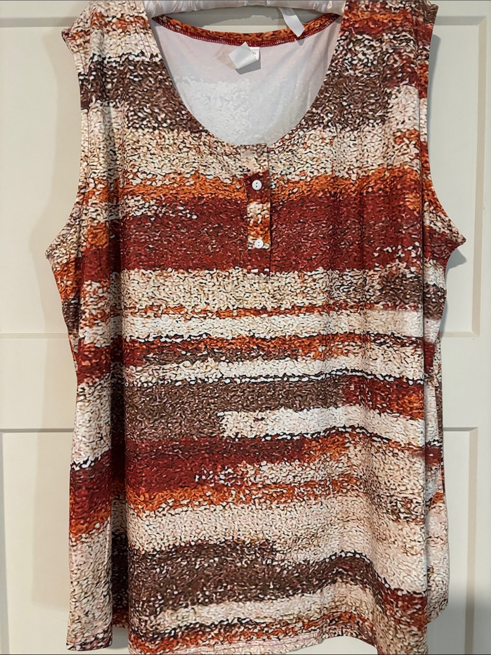 Sleeveless Striped Tank Top in Rust, Brown & Cream